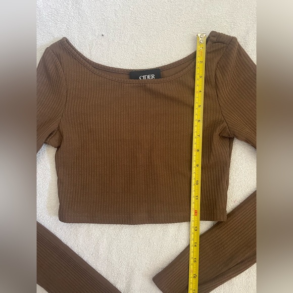 NWOT Set Cider Solid Knitted Ribbed Crop Top Long-Sleeve and Wide Leg Pants - Picture 13 of 16